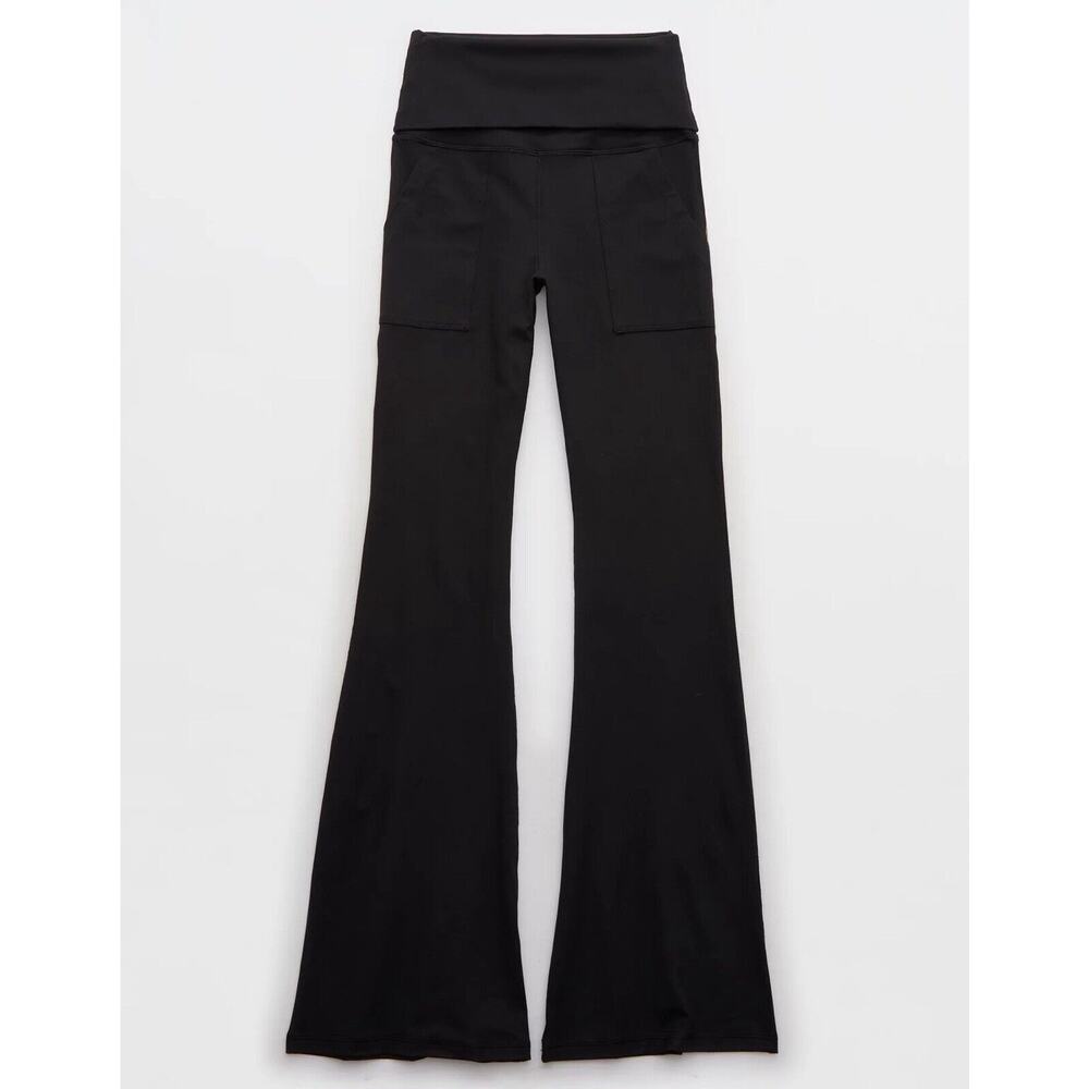 NWT OFFLINE by AERIE OG Foldover High Waisted Super Flare Leggings Black Small - Picture 7 of 16